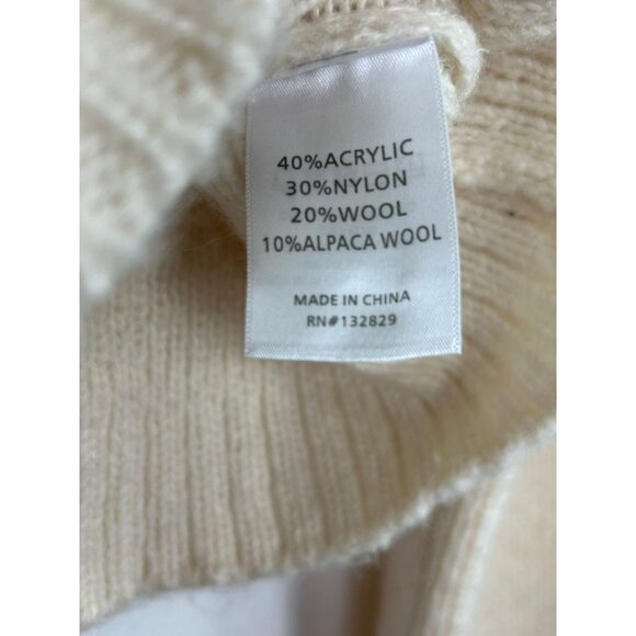 L'Academie Revolve Women's Cream Half-Zip Ribbed Sweater S Wool & Alpaca Blend - Picture 7 of 12